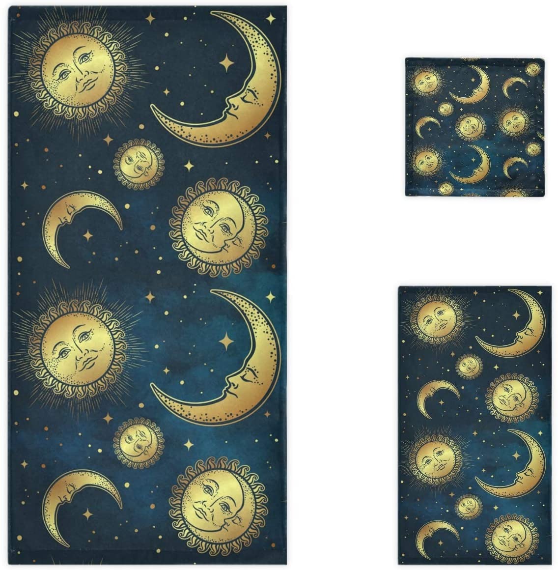 2pcs, Polyester Dish Cloth, Hand Towels, Sun Celestial Pattern Kitchen  Towels, Soft Absorbent Drying Cloth, Kitchen Supplies, Cleaning Supplies,  Bathr