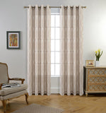 Embroidered Semi Sheer Curtains Grommet Curtain 2 Panels