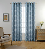 Embroidered Semi Sheer Curtains Grommet Curtain 2 Panels