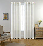 Embroidered Semi Sheer Curtains Grommet Curtain 2 Panels