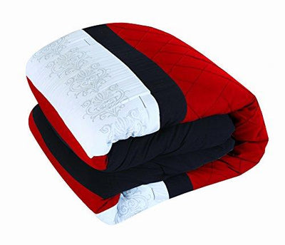 Master Pintuck Embroidery Color Block, Sheets, Window Panel Collection Bed in a Bag Comforter Set Queen Size - Anna's Linens Store