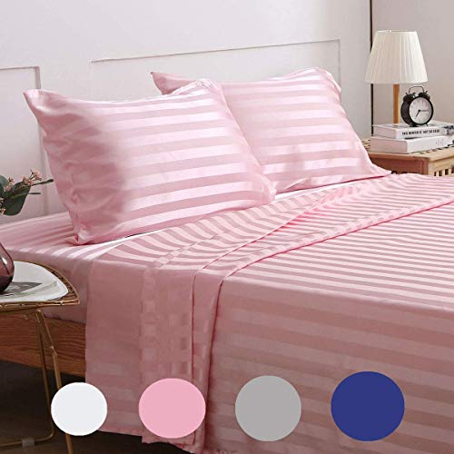  Home Ice Silk - Juego de sábanas de seda de imitación de tela  de seda para cama, juego de cama de color puro, sábanas de seda, 150x200+9.8  in/3pcs : Hogar y