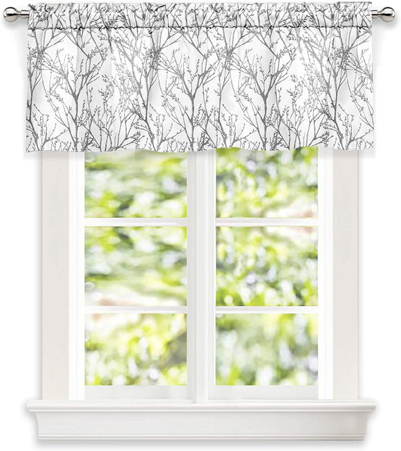 Tree Branch Abstract Printing Lined Thermal Insulated Window Curtain Silver Gray Pack of 2 - Anna's Linens Store