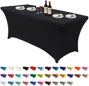 Spandex Tablecloths for 6 ft Table Fitted Stretch Table Cover Polyester Table Cover Topper - Anna's Linens Store